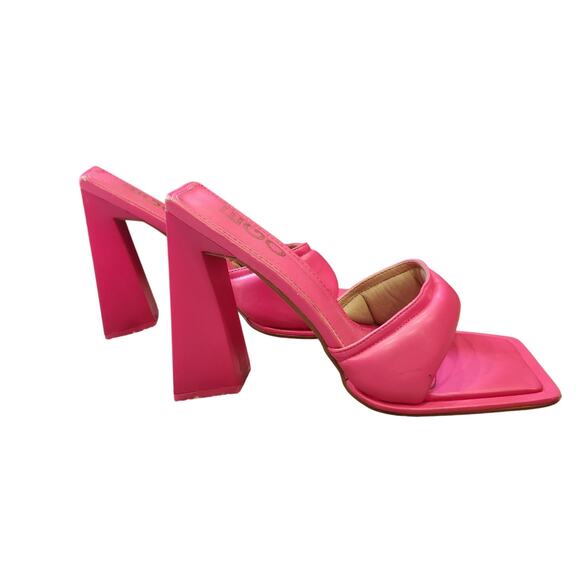 EGO Hot Pink Square Toe Slide On Heels Size 9 (Uk7) - Picture 5 of 5